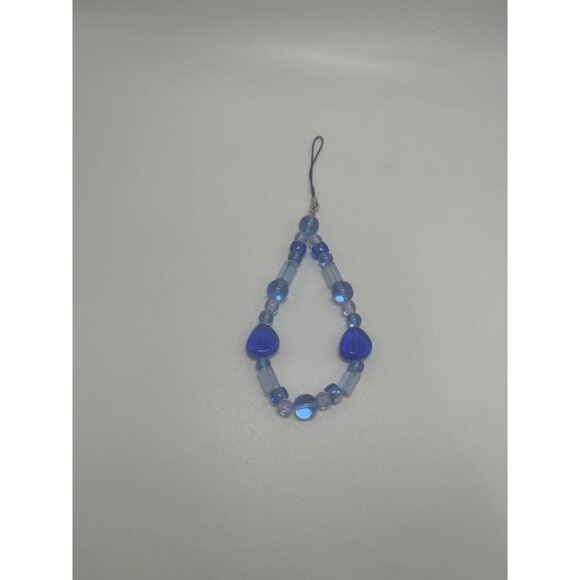 Handmade Blue Beaded Phone Charm | Dark Blue Strap | Phone Accessory - Picture 1 of 4